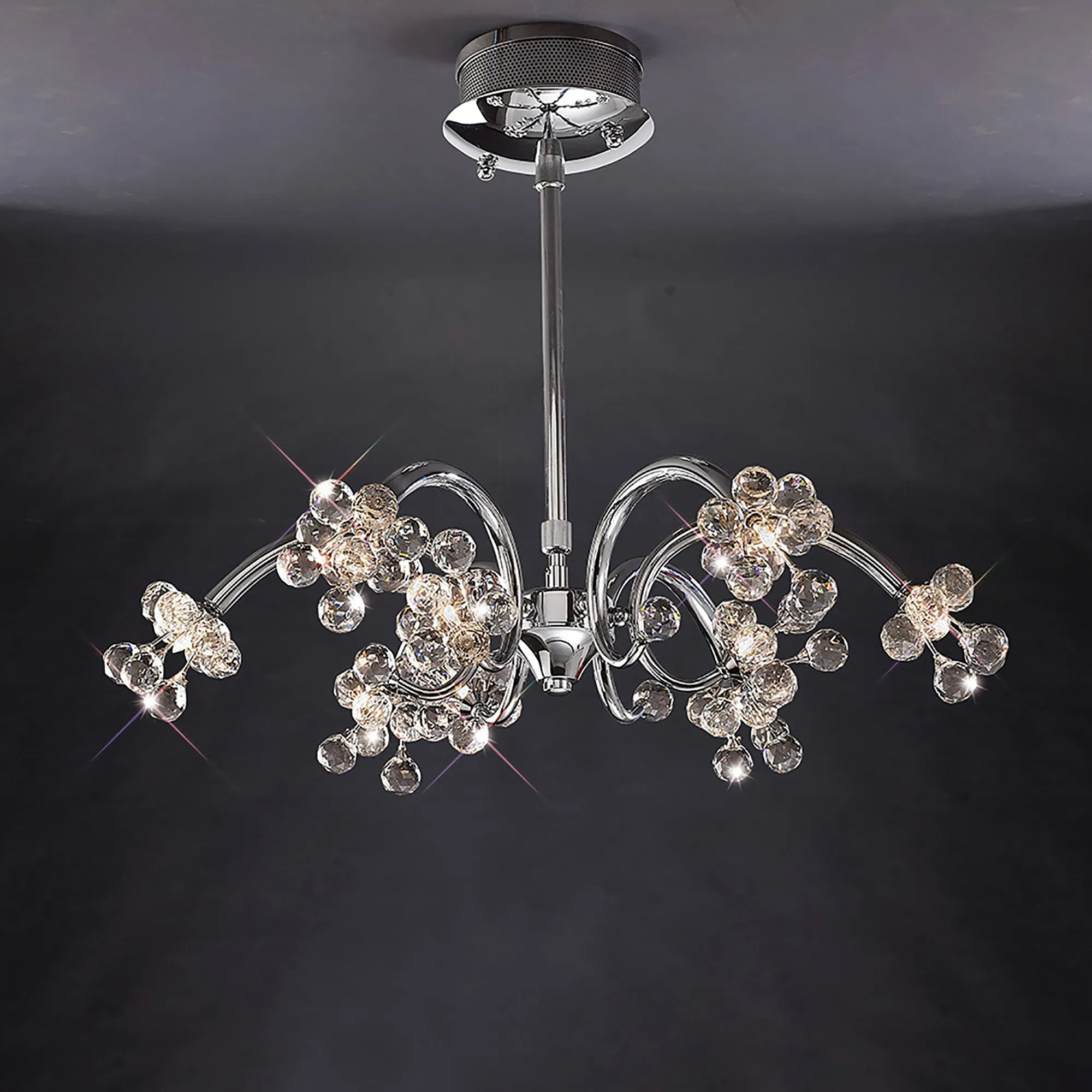 Octavia Polished Chrome Crystal Ceiling Lights Diyas Multi Arm Crystal Fittings